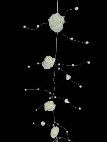 Pearl Garland with Form Flower - 150cm (Cream)