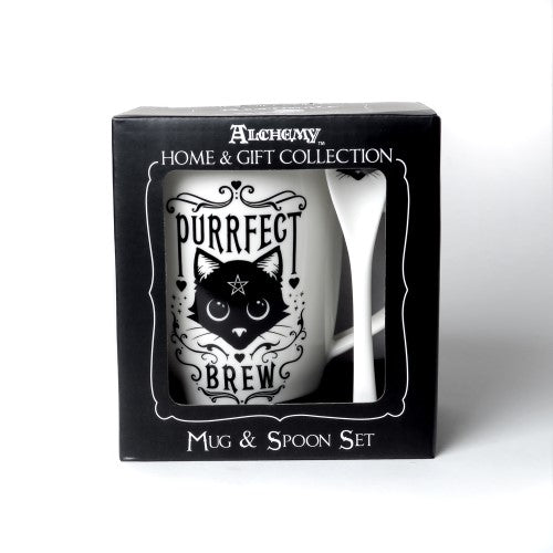Mug & Spoon Set - Alchemy Fine Bone China Purrfect Brew (390ml)