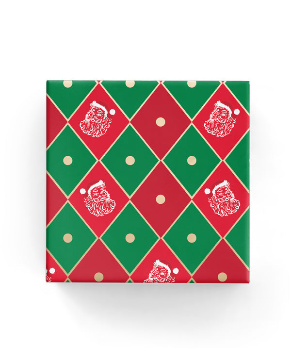 Harlequin Santa Wrap Green Red