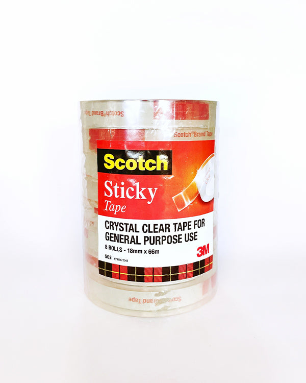 Scotch Tape - Pack of 8 - 18mm x 66mtr Clear Tape
