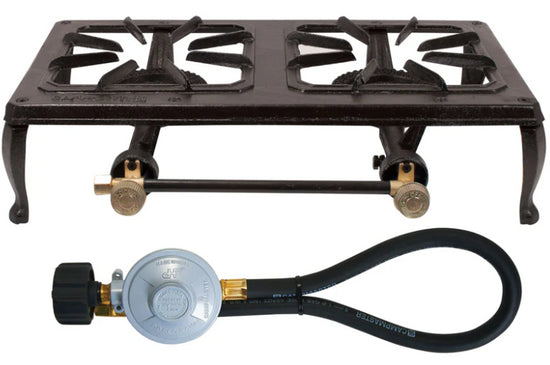 Campmaster Twin Cast Country Cooker Gas Stove with QCC Regulator