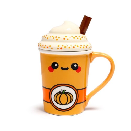 Ceramic Lidded Mug - Hazel the Pumpkin Spiced Latte Foodiemals