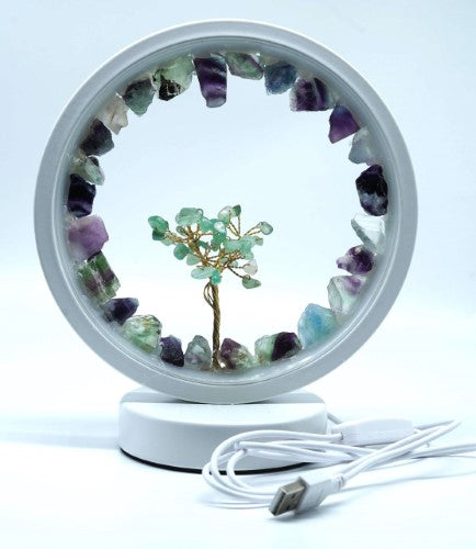 Fluorite LED USB Lamp with Gemstone Tree (20 x 18x 18cm)