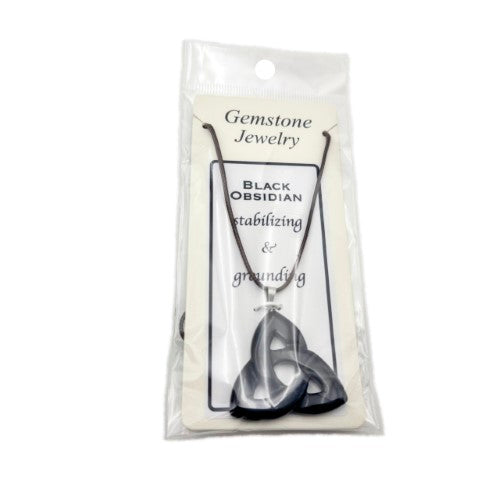 Pendant - Black Obsidian Triquetra