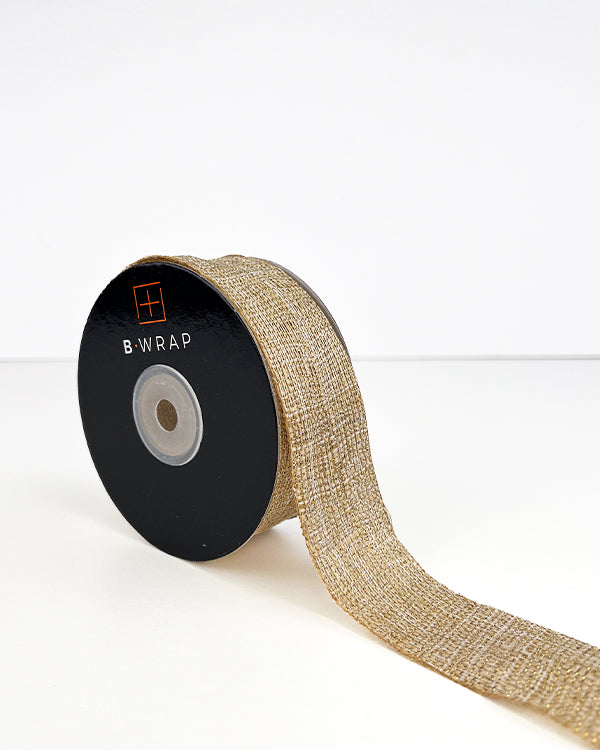 Woven Cut Edge Natural Gold 38mm X 20mtrs