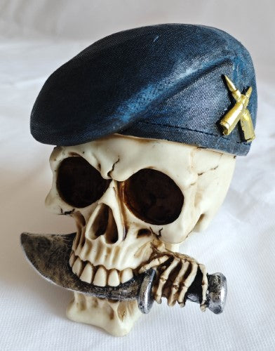 Ornament - Skull Wearing Beret with Dagger (14.5 x 13cm)