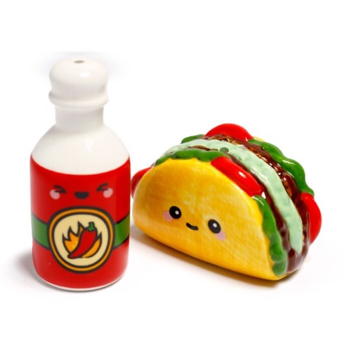 Ceramic Salt & Pepper Set - Frida the Taco & Hot Sauce Foodiemals