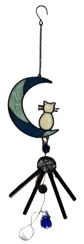 Windchime Suncatcher - Cat on Moon (11 x 15 x 70cm)