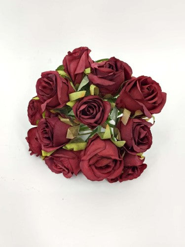 Artificial Rose Posy (Burgundy)