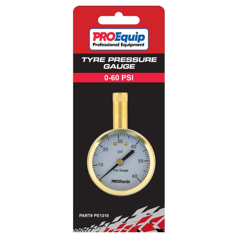 ProEquip Tyre Gauge 0-60PSI-Straight Chuck
