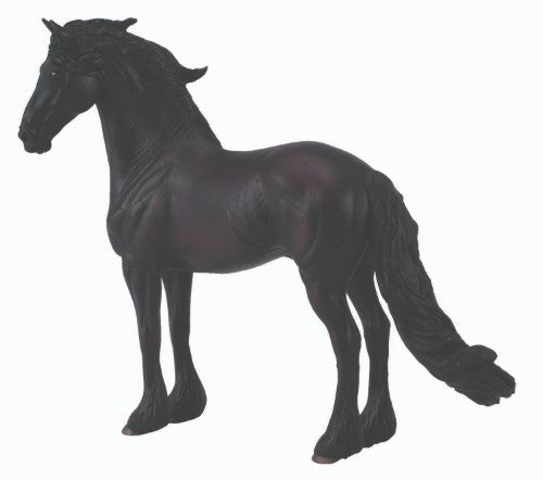 Friesian Stallion Figurine XL by CollectA, showcasing an elegant, high-stepping trot in exquisite detail, perfect for collectors.