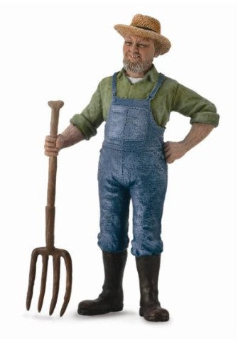 Large CollectA farmer figurine, 4.3cm x 8.8cm, showcasing detailed craftsmanship of rural life and agriculture.