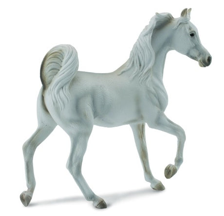 Intricate XL grey Arabian mare figurine, showcasing elegant details and perfect for horse lovers and home decor.