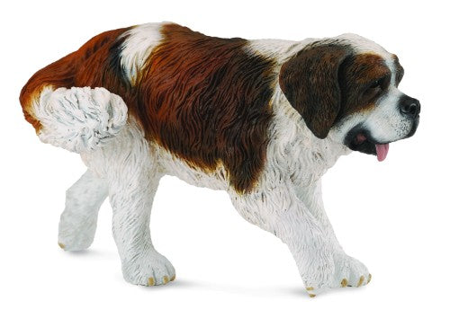 Large St Bernard figurine from Collecta, showcasing detailed craftsmanship and lifelike representation for collectors and dog lovers.