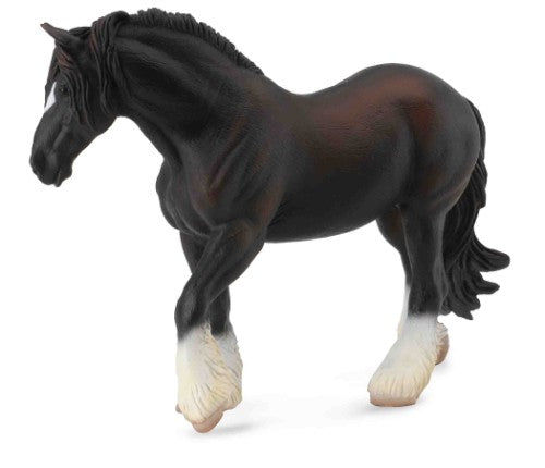 XL Shire Horse Mare Black Figurine, 17cm tall, showcasing intricate detailing and celebrating the breed's majestic beauty.
