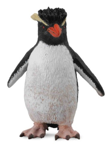 Collecta small Rockhopper Penguin figurine features realistic details and a vibrant yellow crest, perfect for collectors.