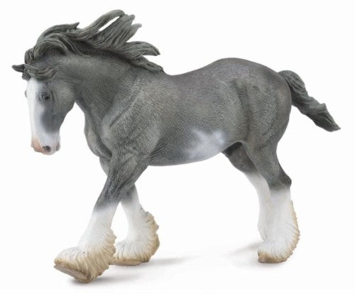 Clydesdale Stallion Black Sabino Roan Figurine - Xl