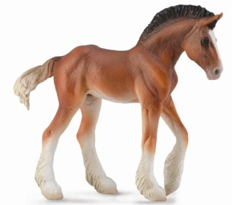 Medium Clydesdale Foal Bay Figurine, intricately crafted, perfect for horse lovers and collectors, size 10.5cm x 9.5cm.