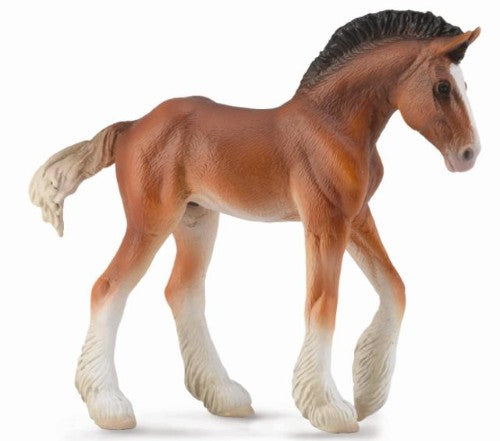 Medium Clydesdale Foal Bay Figurine, intricately crafted, perfect for horse lovers and collectors, size 10.5cm x 9.5cm.
