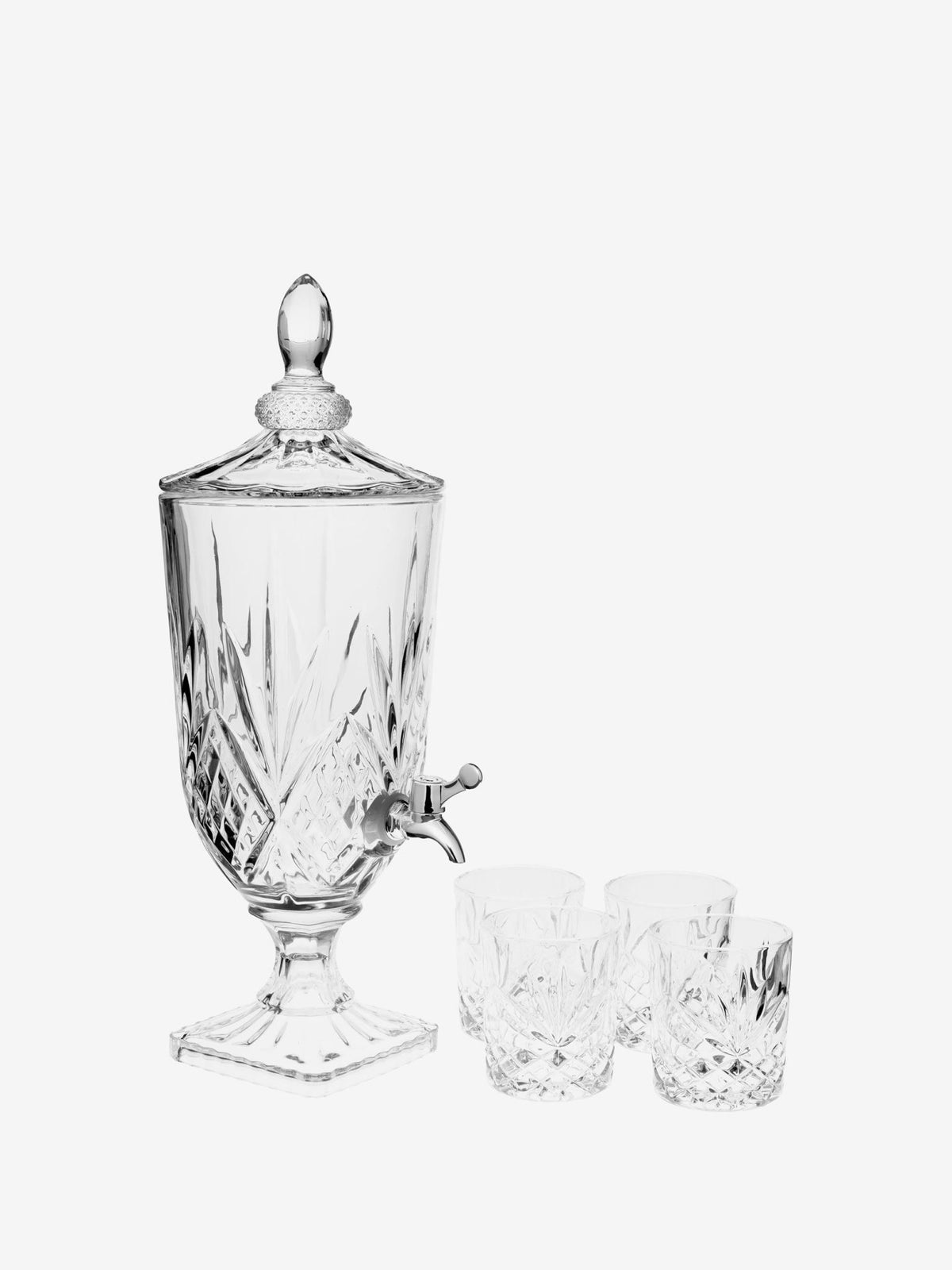 Hottie Jonnie Traditional 5-Piece Dispenser & Tumbler Set - Clear