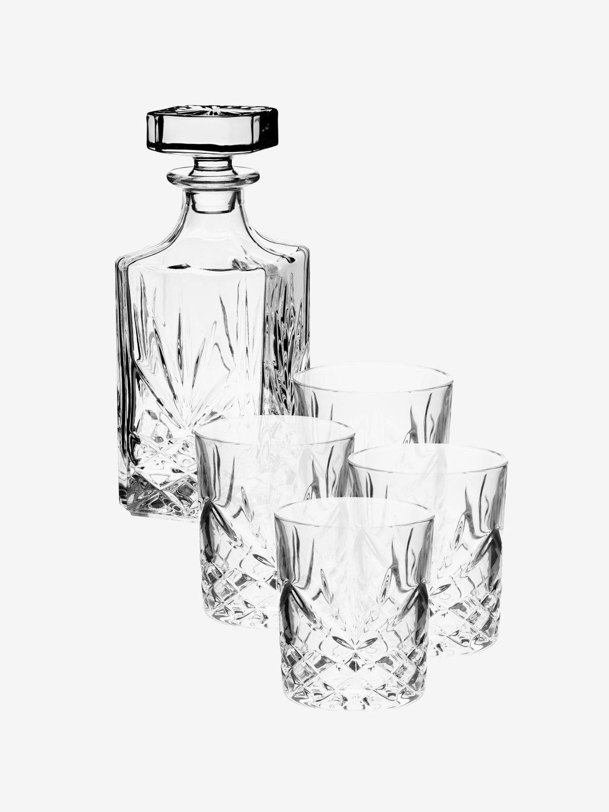 Hottie Jonnie Traditional 5-Piece Decanter & Tumbler Set - Clear