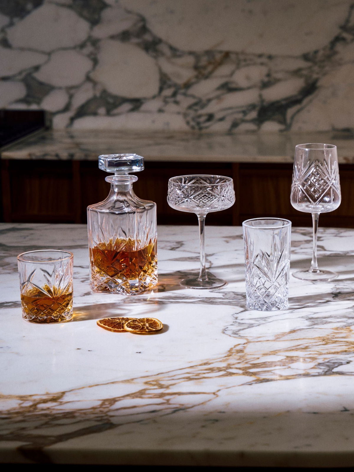 Hottie Jonnie Traditional 5-Piece Decanter & Tumbler Set - Clear