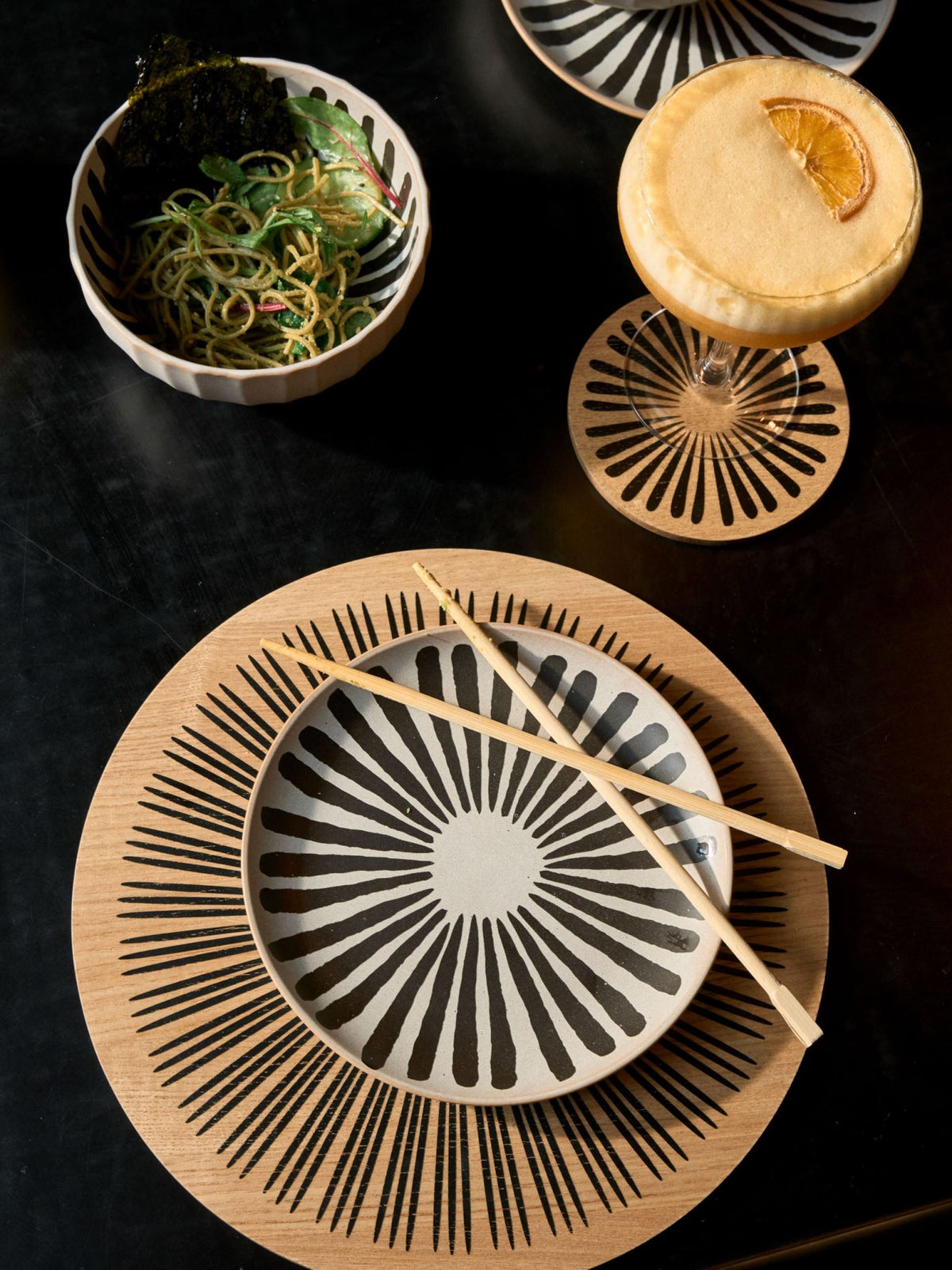 Hottie Kimmie Long Stripe Noodle Bowl - Black