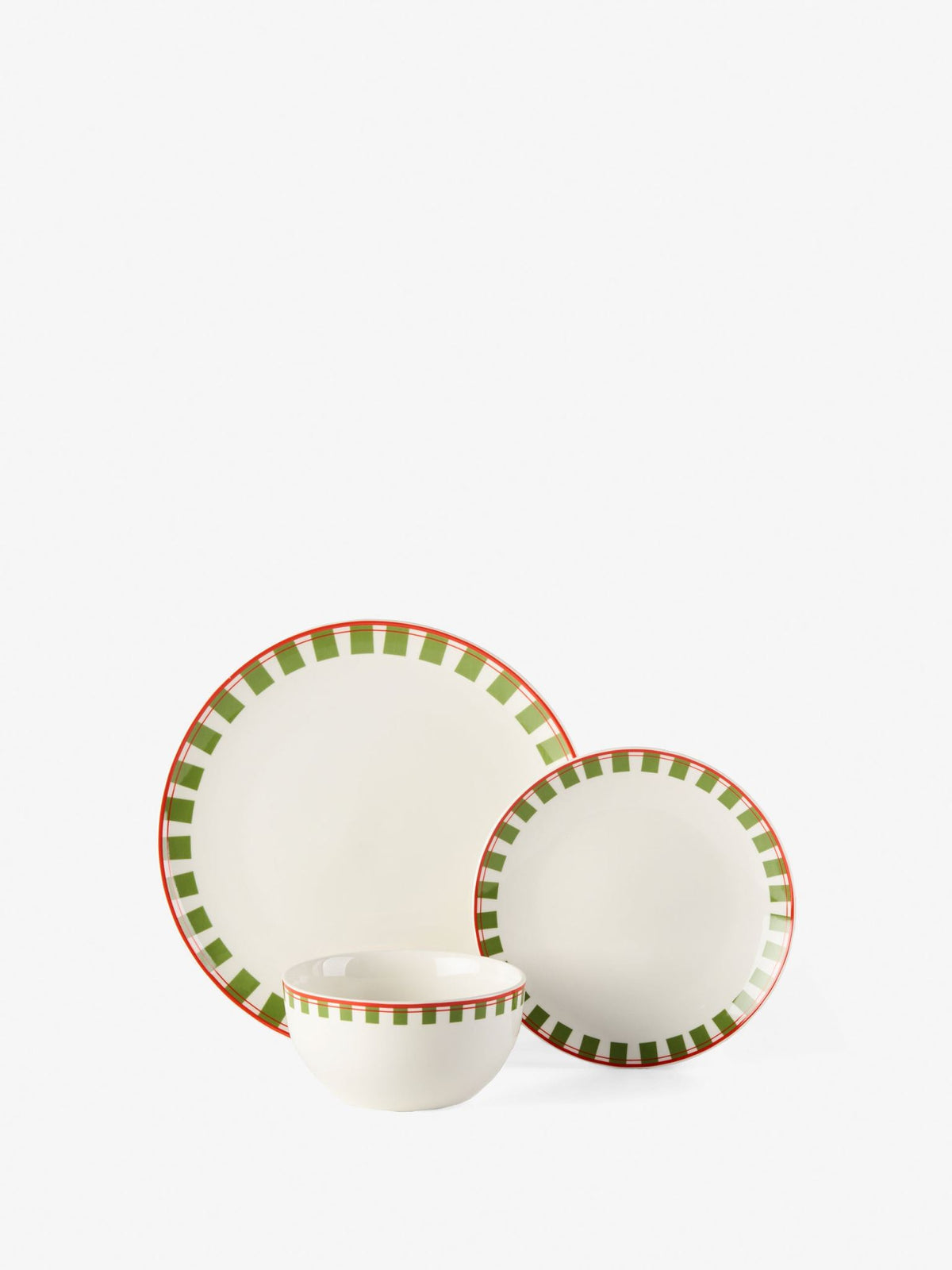 Hottie Winnie Red/Green 12-Piece Dinner Set - Red/Green