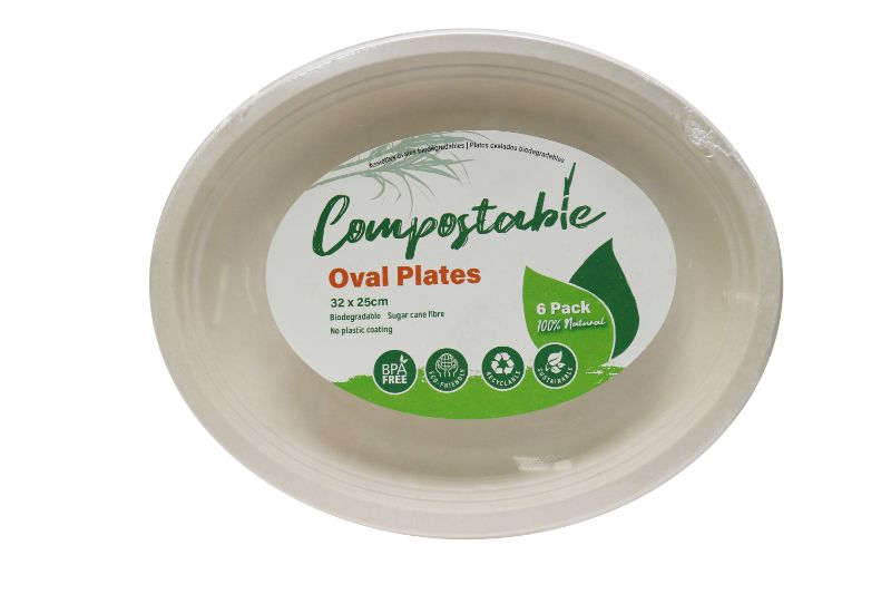 COMPOSTABLE OVAL PLATES (3 Packs)