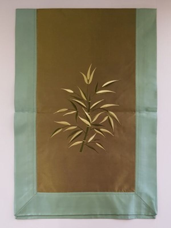 Fabric &Silk Table Runner Green 2 Tone