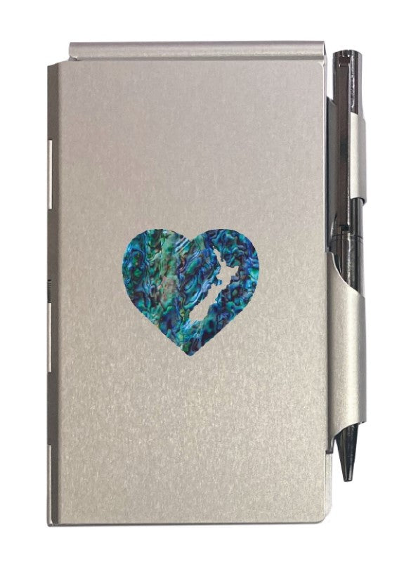 Aluminium Notepad with Paua Heart