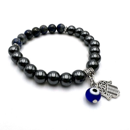 Charm Bracelet - Hamsa Evil Eye Hematite