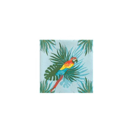 Elegant FRANCOISE PAVIOT Cocktail Napkins with vibrant Perroquet design, 25x25cm, 20 per packet, perfect for stylish gatherings.