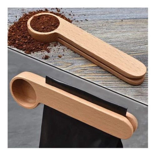 Coffee Spoon With Clip Wooden