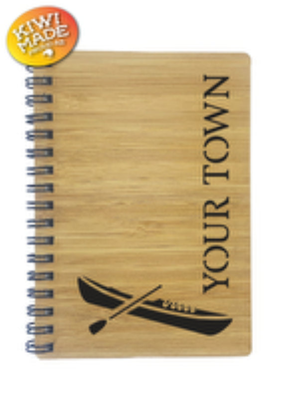 Bamboo Notebook Laser Cut with Kayak and Custom Town