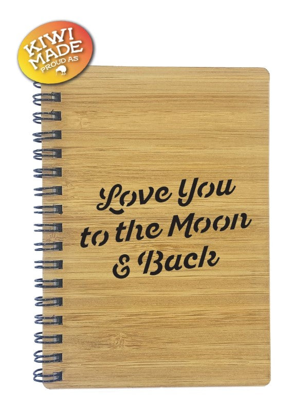 Bamboo Notebook Laser Cut with Love you to the Moon