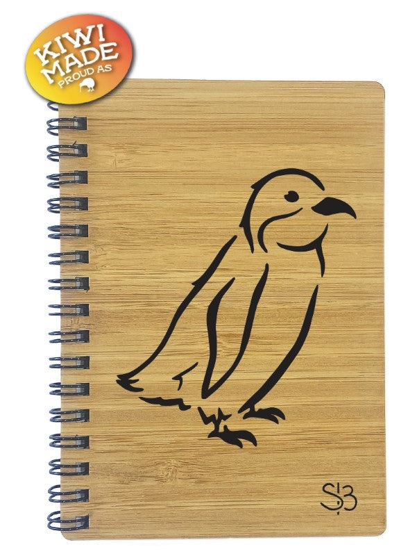 Sophie Blokker Bamboo Notebook Laser Cut - Blue Penguin