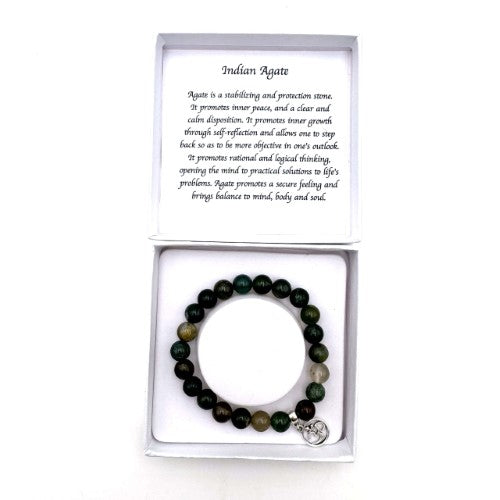 Bracelet - Indian Agate with Ohm Charm