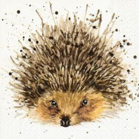 Cute Hedgehog Cocktail Napkins, 20 eco-friendly 3-ply napkins, 24x24 cm, durable and charming for festive gatherings.
