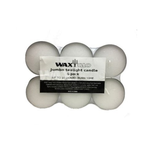 Waxglo - 10hr JUMBO TEALIGHT CANDLES -PKT 6