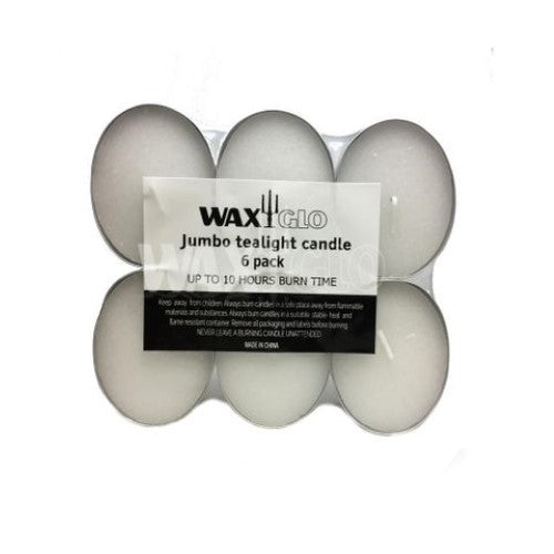 Waxglo - 10hr JUMBO TEALIGHT CANDLES -PKT 6