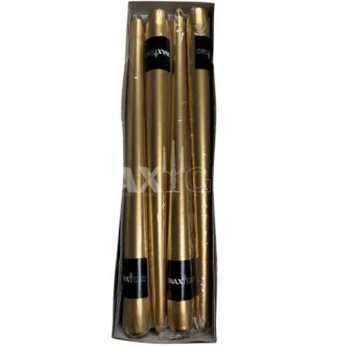 Waxglo Candle - 300mm WRAPPED TAPER -METALLIC GOLD
