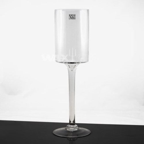 Waxglo- 130x600mm TALL GLASS CYLINDER ON STEM