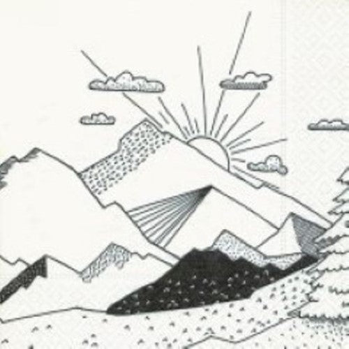 Eco-friendly Luncheon Napkins featuring a stunning graphical landscape, 3-ply, compostable, 20 pack, 33 x 33 cm.