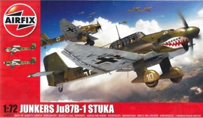 1:72 scale model of the iconic Junkers Ju87B-1 Stuka dive bomber, perfect for collectors and modelers.
