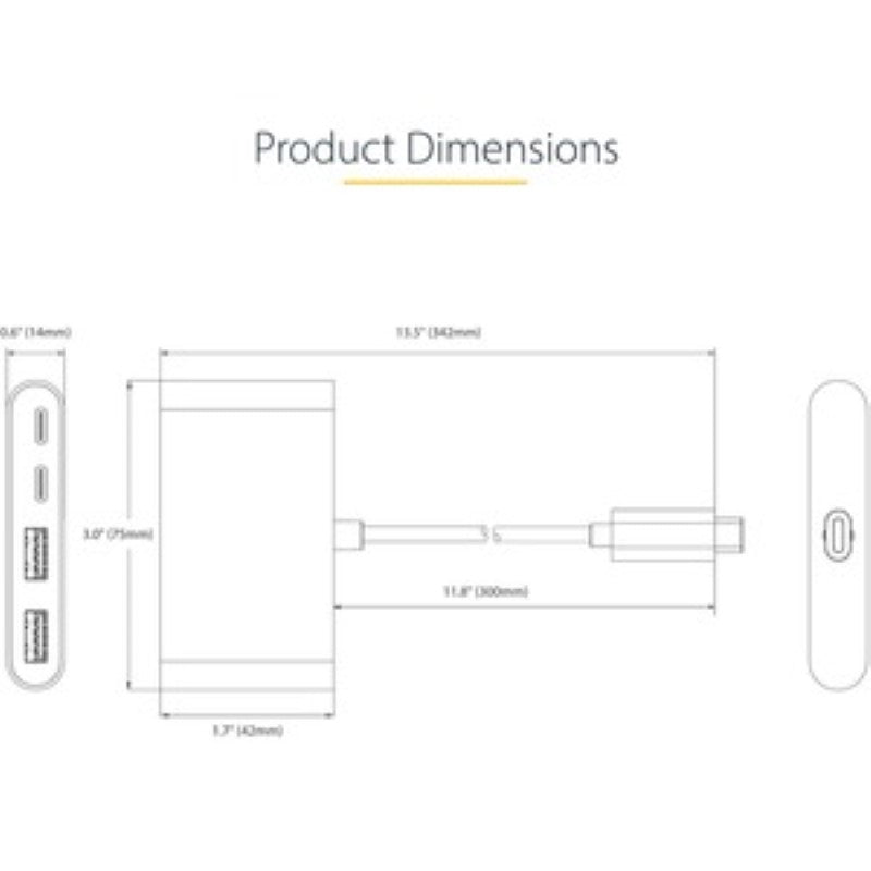 4-Port USB-C Hub with 100W Power Delivery, 2 USB-A & 2 USB-C Ports, 5Gbps Speed