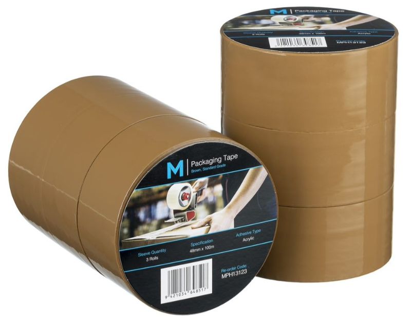 Regular Acrylic Packaging Tape - Brown, 48mm x 100m x 45mu (Pack of 36)