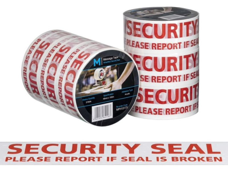 Message Tape Security Seal - , 48mm x 100m x 50mu (Pack of 36)
