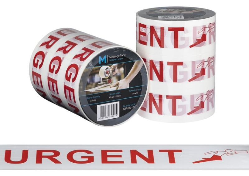 Message Tape Urgent - White/Red, 48mm x 100m x 50mu (Pack of 36)