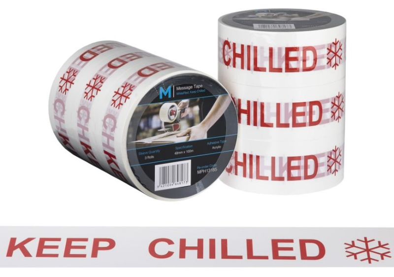 Message Tape Keep Chilled - White/Red, 48mm x 100m x 50mu (Pack of 36)